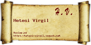 Hetesi Virgil névjegykártya